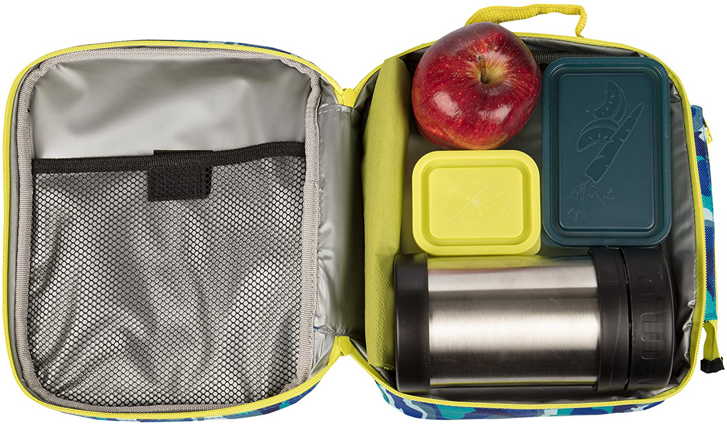 Bentology Lunch Box for Kids - Insulated Lunch Bag Tote With Handle and Pockets - Fits Bento Boxes - Pirate Skulls