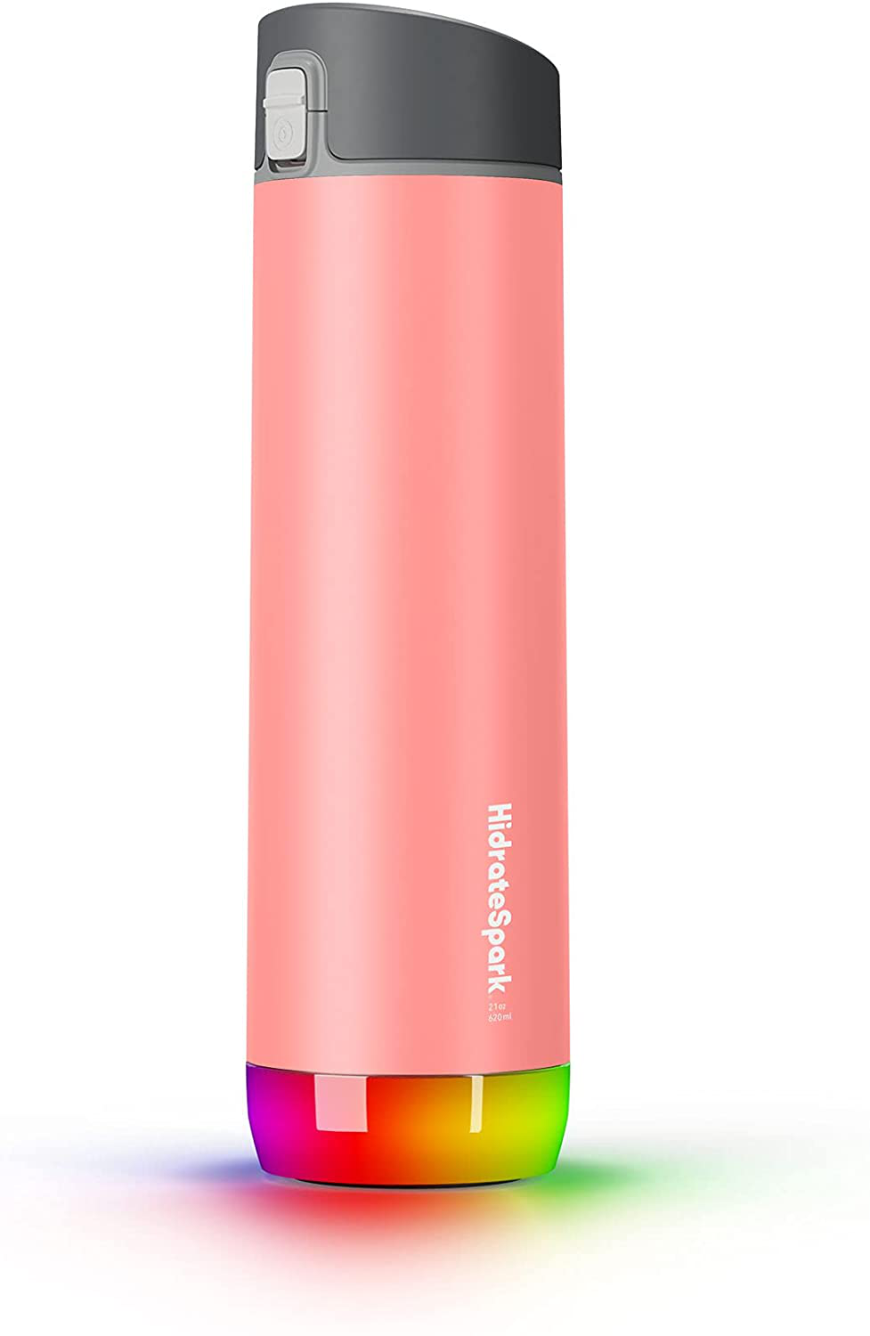 HidrateSpark STEEL Smart Water Bottle, Tracks Water Intake & Glows to Remind You to Stay Hydrated - Chug Lid