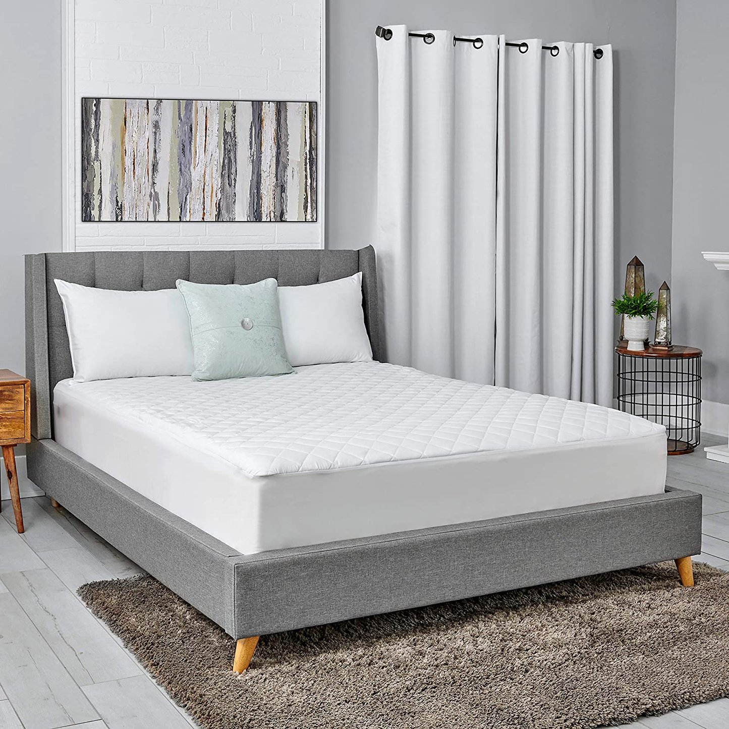 Sealy Luxury 100% Cotton Fitted Mattress Pad, King, White