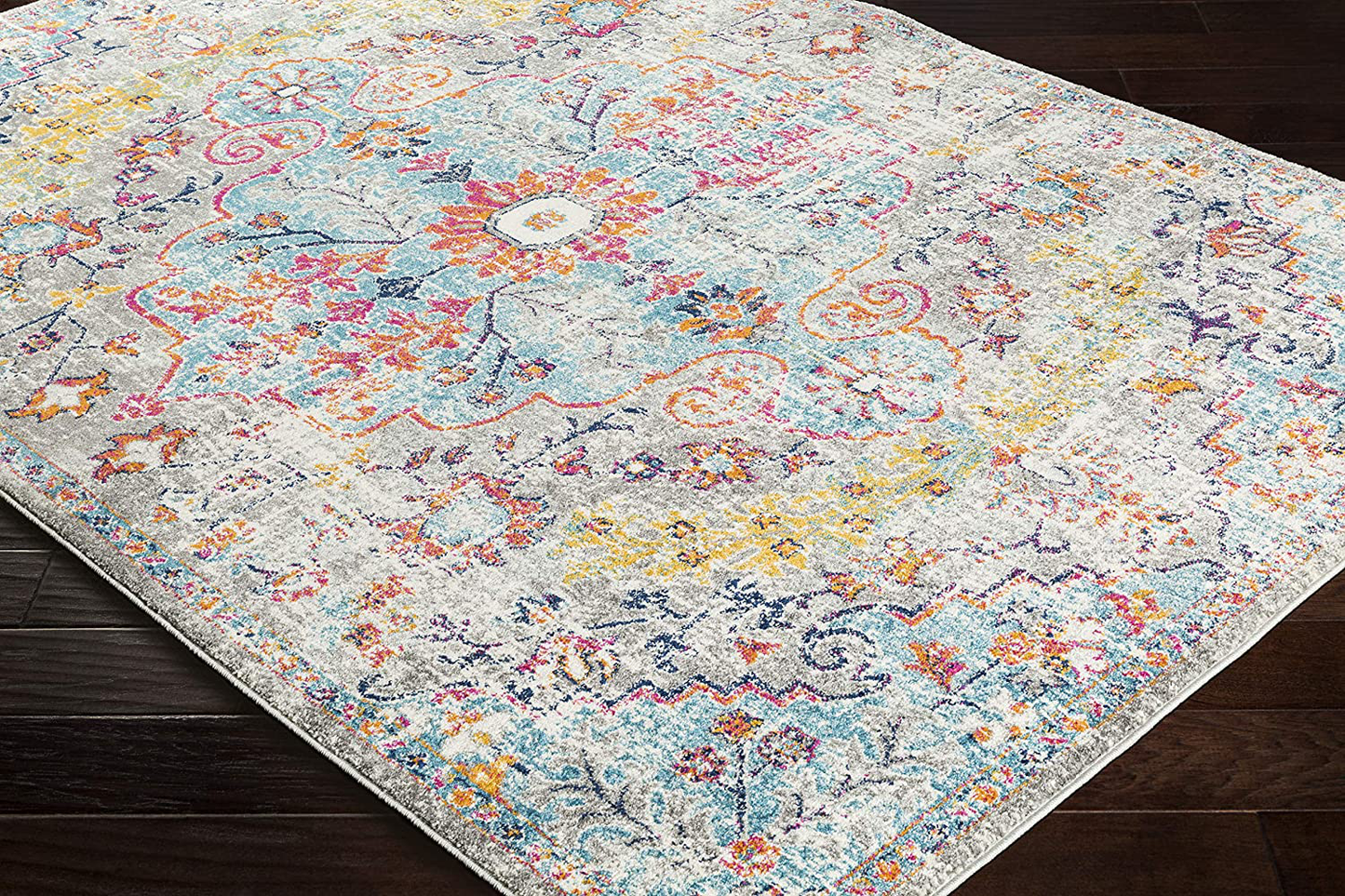 Artistic Weavers Odelia Vintage Bohemian Area Rug, 4' Round, Orange/Navy