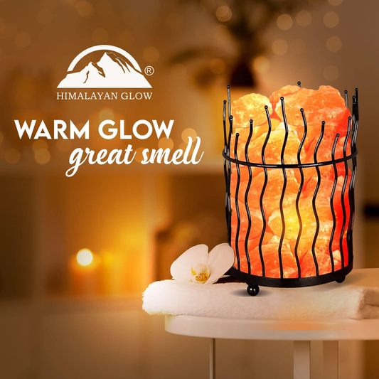 Himalayan Salt Basket Lamp - Amber Glow