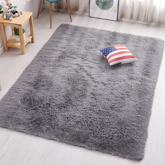 PAGISOFE Soft Fluffy Blue Area Rugs for Bedroom Kids Room Living Room Carpet Shag Furry Fur Rug for Boys Girls Dorm Room Modern Plush Decorative Nursery Rugs Solid Accent Floor Rugs 4'x 5',(Blue)