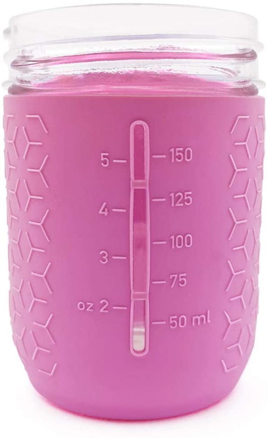 minliving Silicone Mason Jar Protector Sleeve 8oz (Half Pint) Fits Ball, Kerr Regular-Mouth Jars, Kids Cup Holder (Violet, 1) Jar not included previously known as HallGEMs