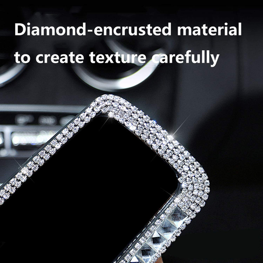 WedFeir Bling Rhinestone Car Rear View Mirror, Car Rear View Mirror with Crystal Diamonds Bling Rhinestones Car Rear View Mirror for Women,Car Interior Trim. (Sliver)