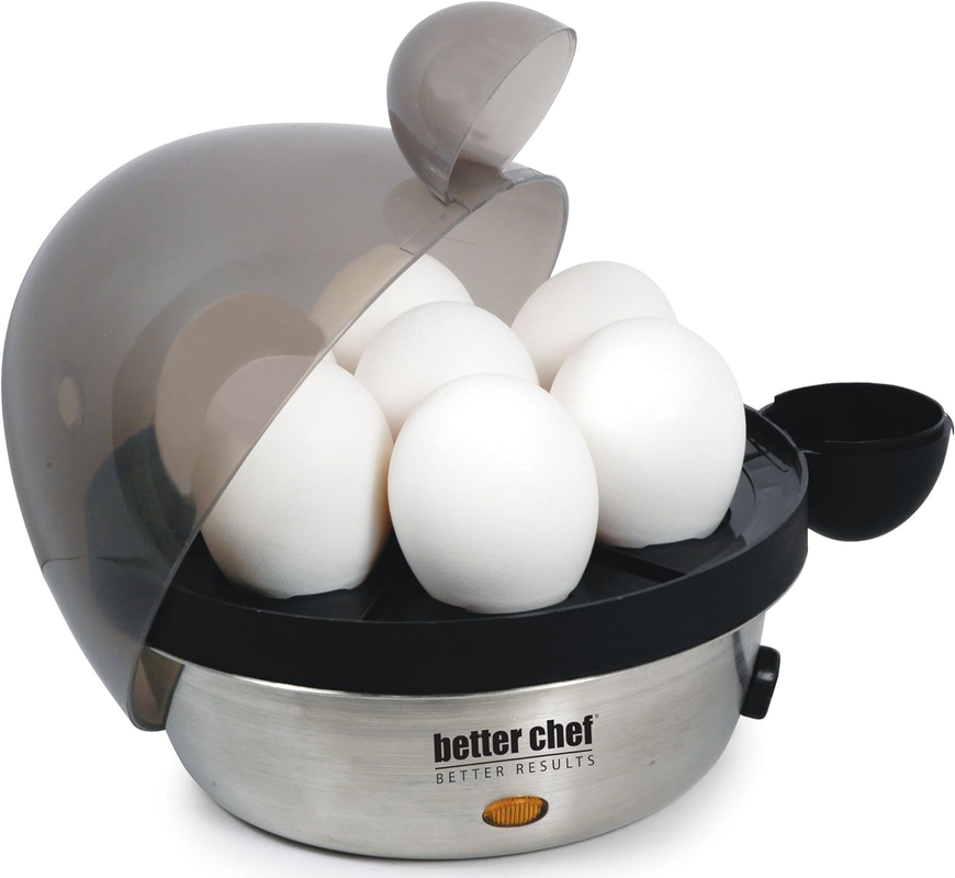 7 Egg Electric Cooker - Stainless Steel - Removable Cool Touch Tray - See-Through Lid