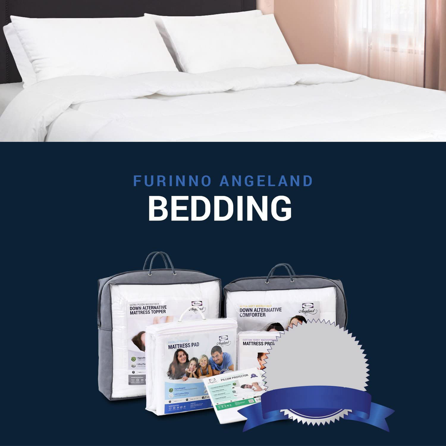Furinno Angeland Quilted Mattress Pad, Twin, White