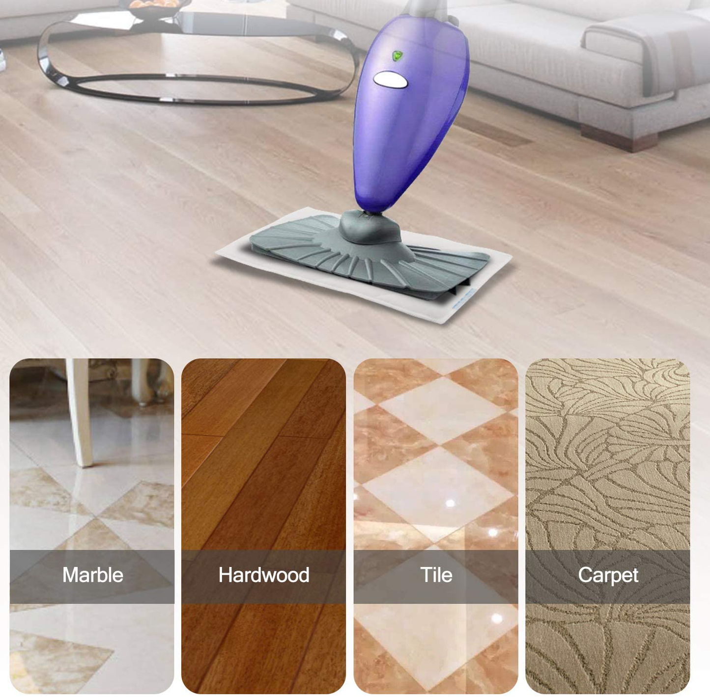 isinlive 8 Pack Cleaning Mop Pads Replacement Compatible with Light n Easy Steam Mop Pads S3101 S7326 S3601 7688ANB 7688ANW 7618ANB 7618ANW Floor Steam Cleaner and S6 S15 S1 S4 S5 S12