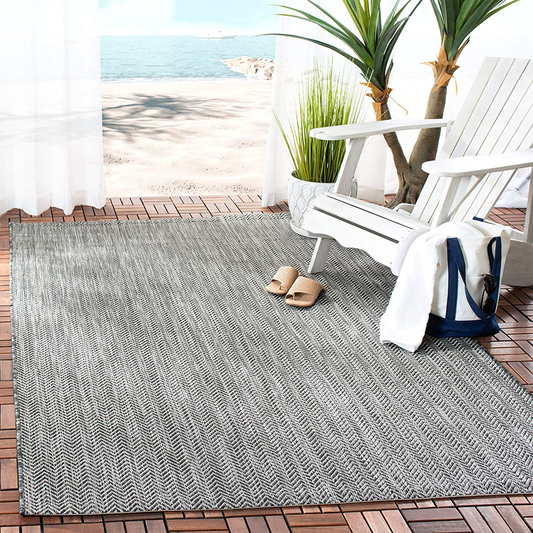 Safavieh Courtyard Collection CY8022 Indoor/ Outdoor Non-Shedding Stain Resistant Patio Backyard Runner, 2'3" x 10' , Grey / Navy