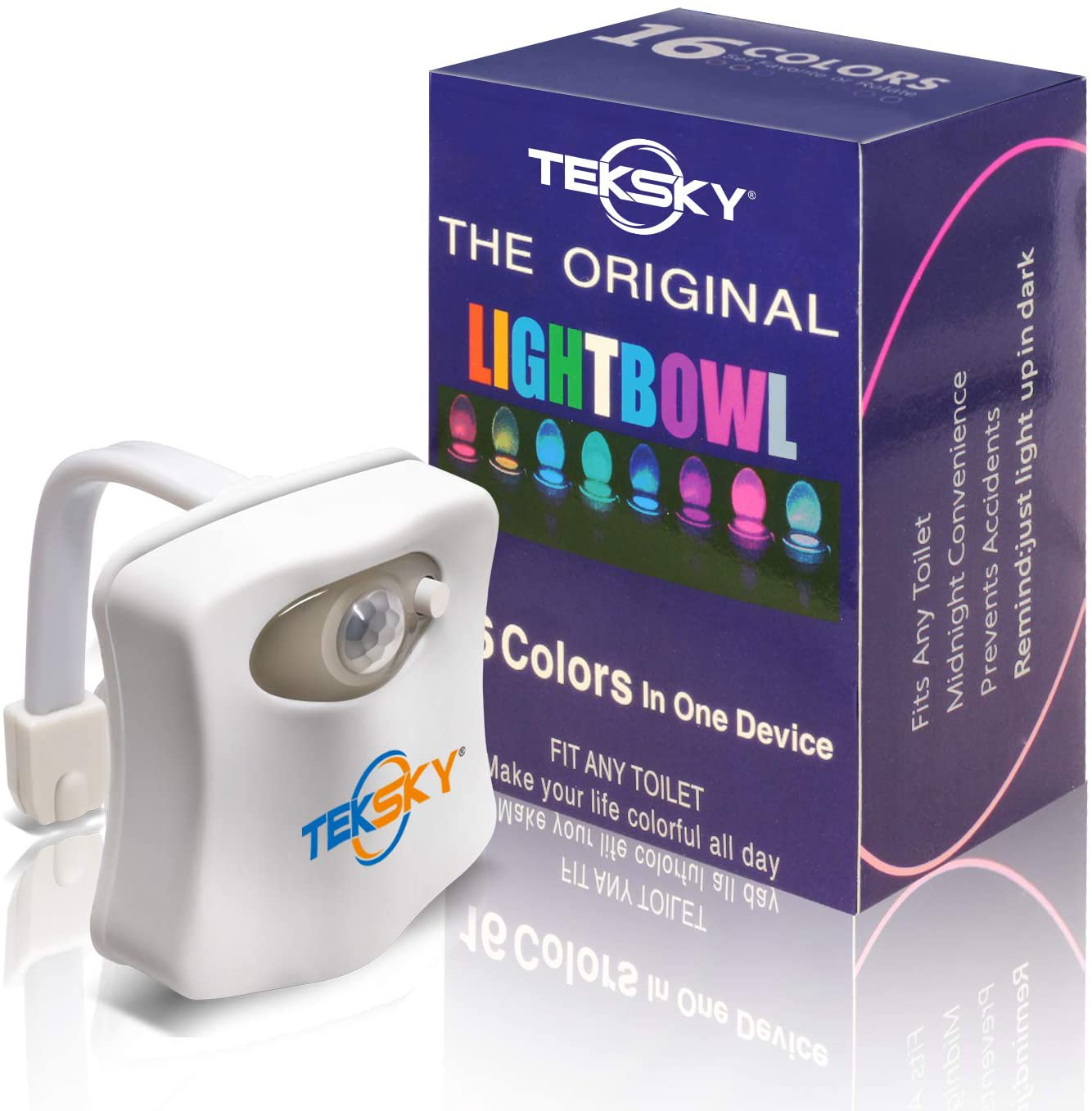 TekSky 16-Color Toilet Night Light, Motion Sensor LED Toilet Bowl Nightlight with IP67 Waterpfroof Design, Perfectly for Bathroom and Gift Idea