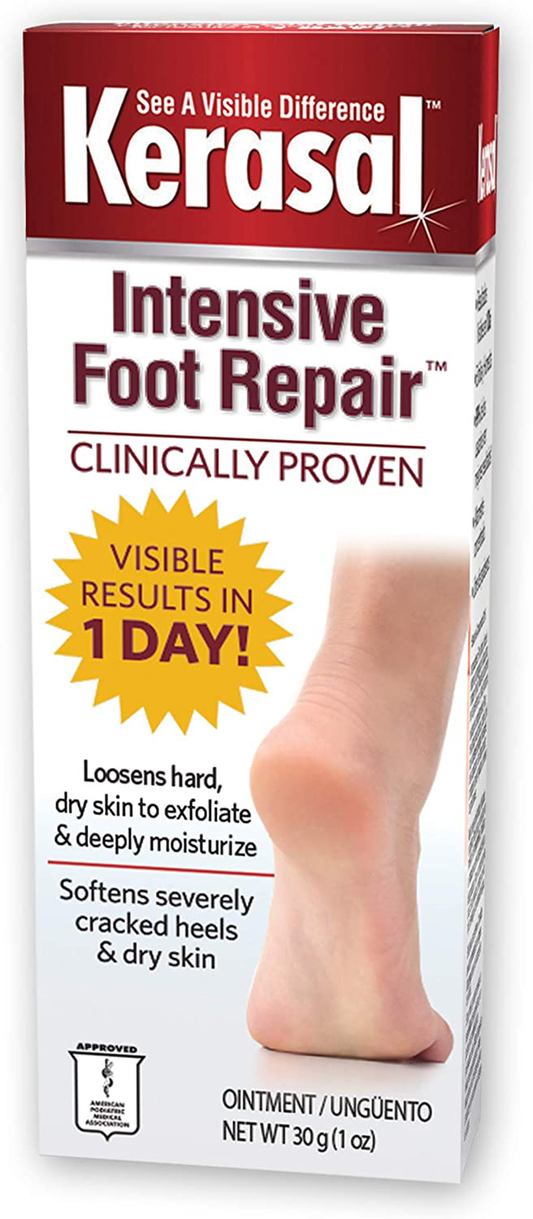 Kerasal Intensive Foot Repair Skin Healing Ointment for Cracked Heels and Dry Feet 1 oz, 2 Count, (Pack of 2)