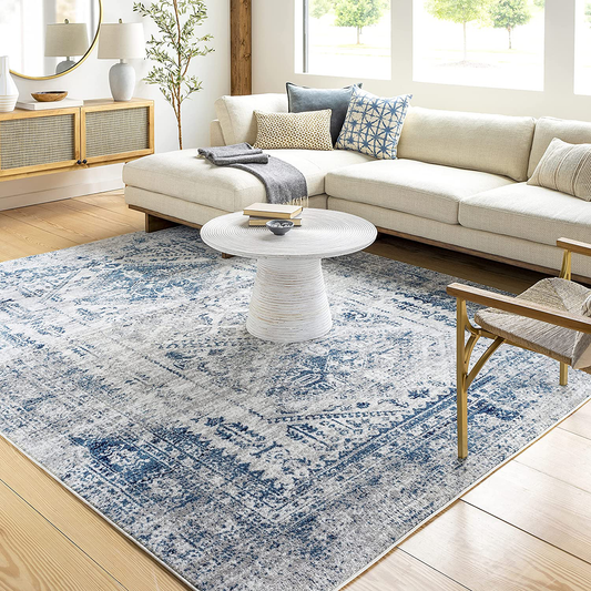 Artistic Weavers Desta Blue/White Area Rug, 5'3" Round