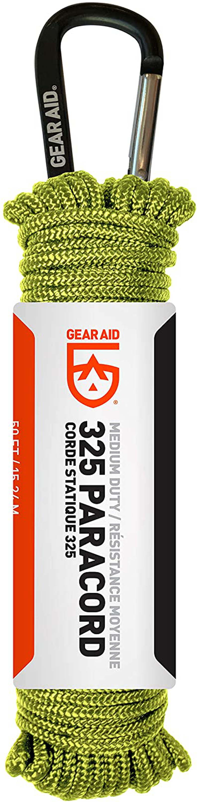 GEAR AID 325 Paracord and Carabiner, Utility Cord for Camping and Hiking
