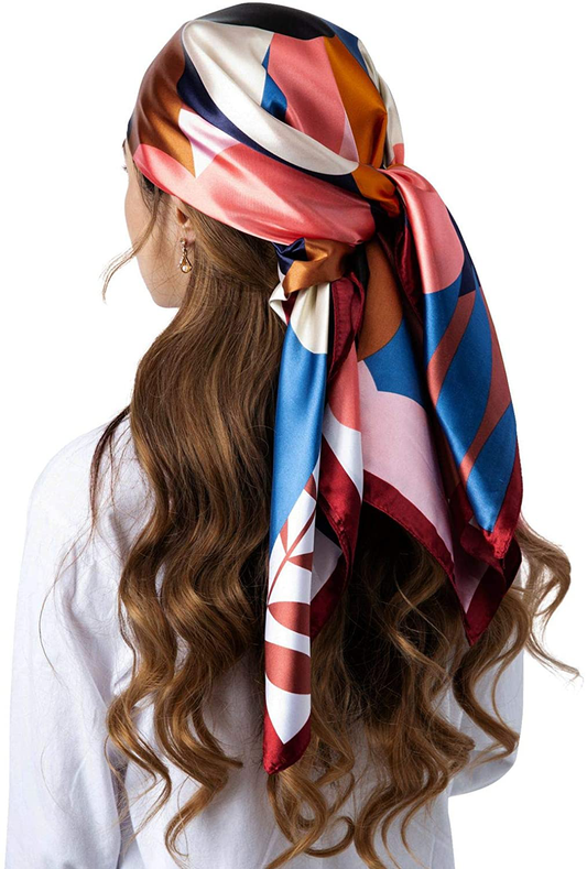 35" Square Silk Like Head Scarf - Women's Fashion Silk Feeling Scarf
