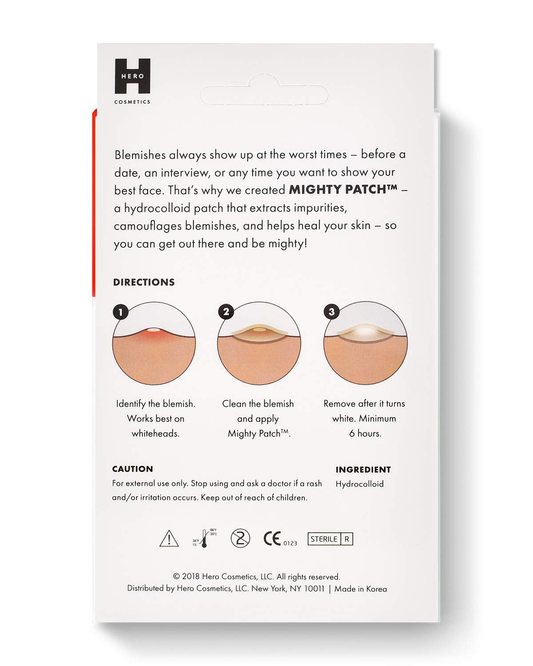 Mighty Patch Original from Hero Cosmetics - Hydrocolloid Acne Pimple Patch for Zits and Blemishes, Spot Treatment Stickers for Face and Skin, Vegan and Cruelty Free (36 Count)