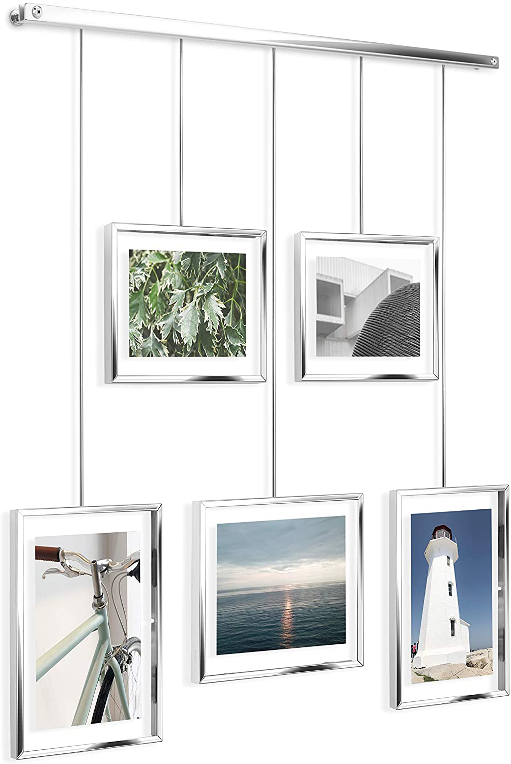 Umbra Exhibit Picture Frame Gallery Set Adjustable Collage Display for 5 Photos, Prints, Artwork & More (Holds Two 4 x 6 inch and Three 5 x 7 inch Images), 5 Opening, Black Legacy