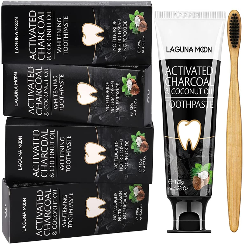 100% Natural Activated Charcoal & Coconut Oil Teeth Whitening Toothpaste