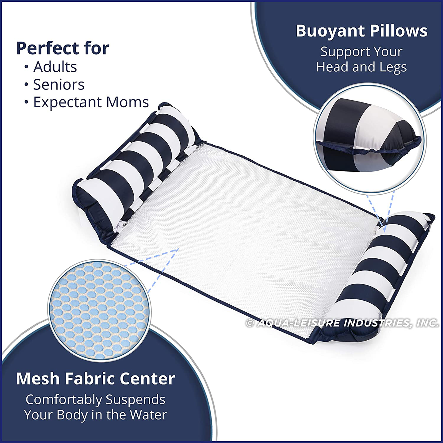 Aqua 4-in-1 Monterey Pool Hammock & Float, 50% Thicker, Patented Non-Stick PVC, Multi-Purpose Water Hammock (Saddle, Chair, Hammock, Drifter) Pool Chair for Adults - Burgundy