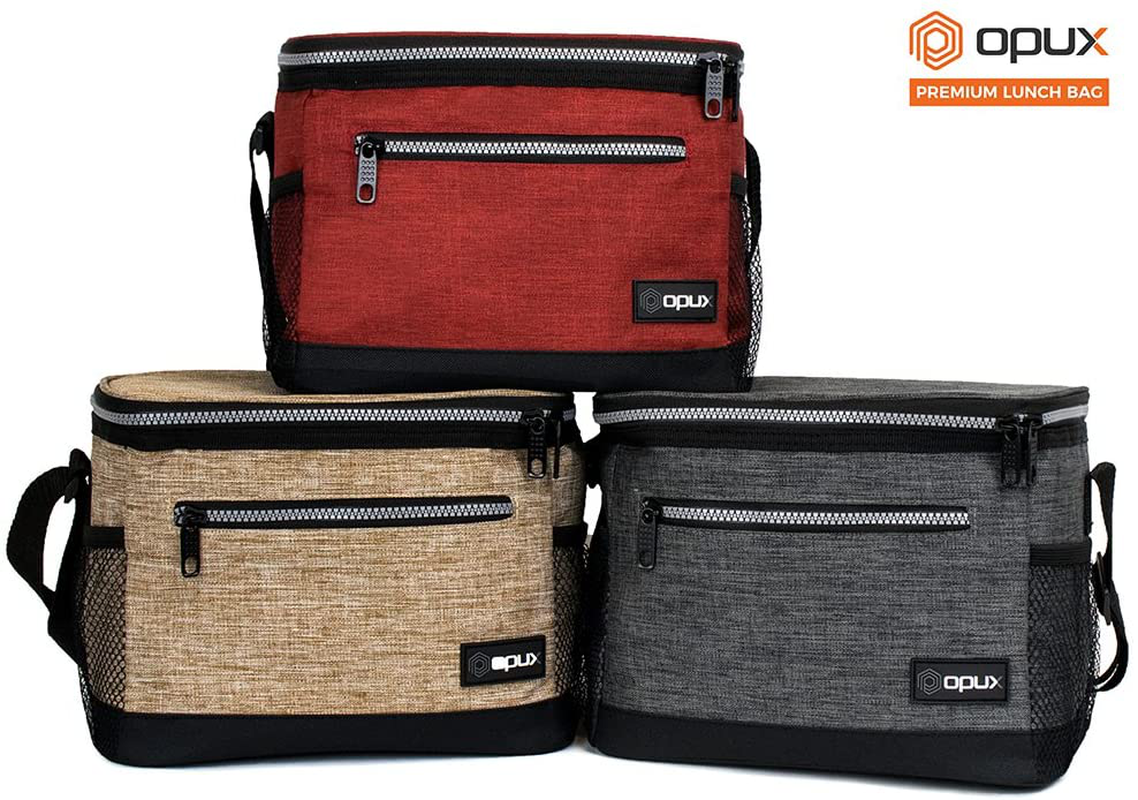 OPUX Insulated Large Lunch Box for Men Women, Leakproof Thermal Lunch Bag for Work, Reusable Lunch Cooler Tote, Soft School Lunch Pail Shoulder Strap, Pockets, 18 Cans, 10L, Dark Grey Charcoal