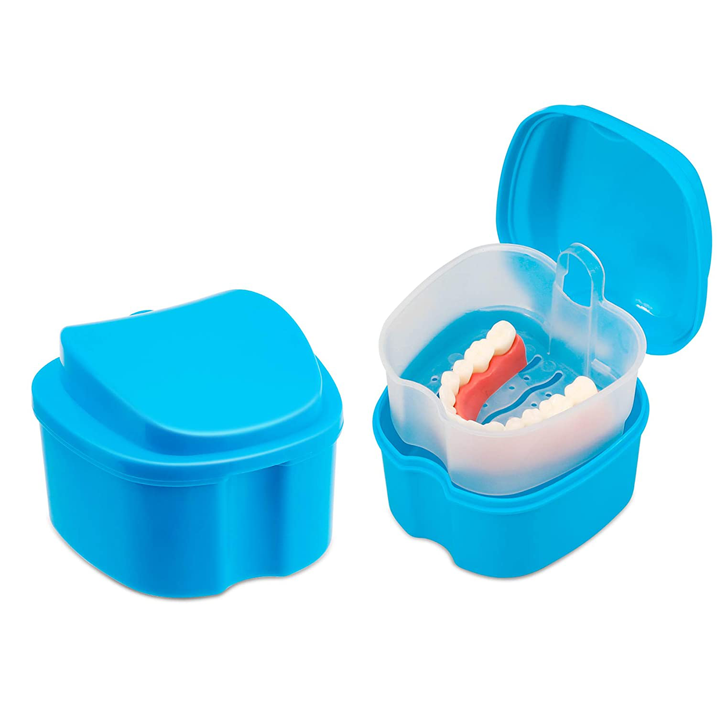 Annhua Denture Retainer Container Case Cleaning,Denture Bath Box False Teeth Storage Box - Leak Proof and Lid Waterproof