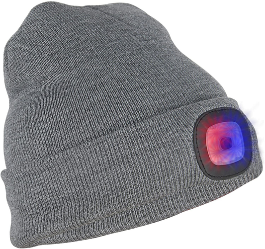 Knitted Unisex Beanie Hat with Light, USB Rechargeable LED Headlamp Flashlight Hat