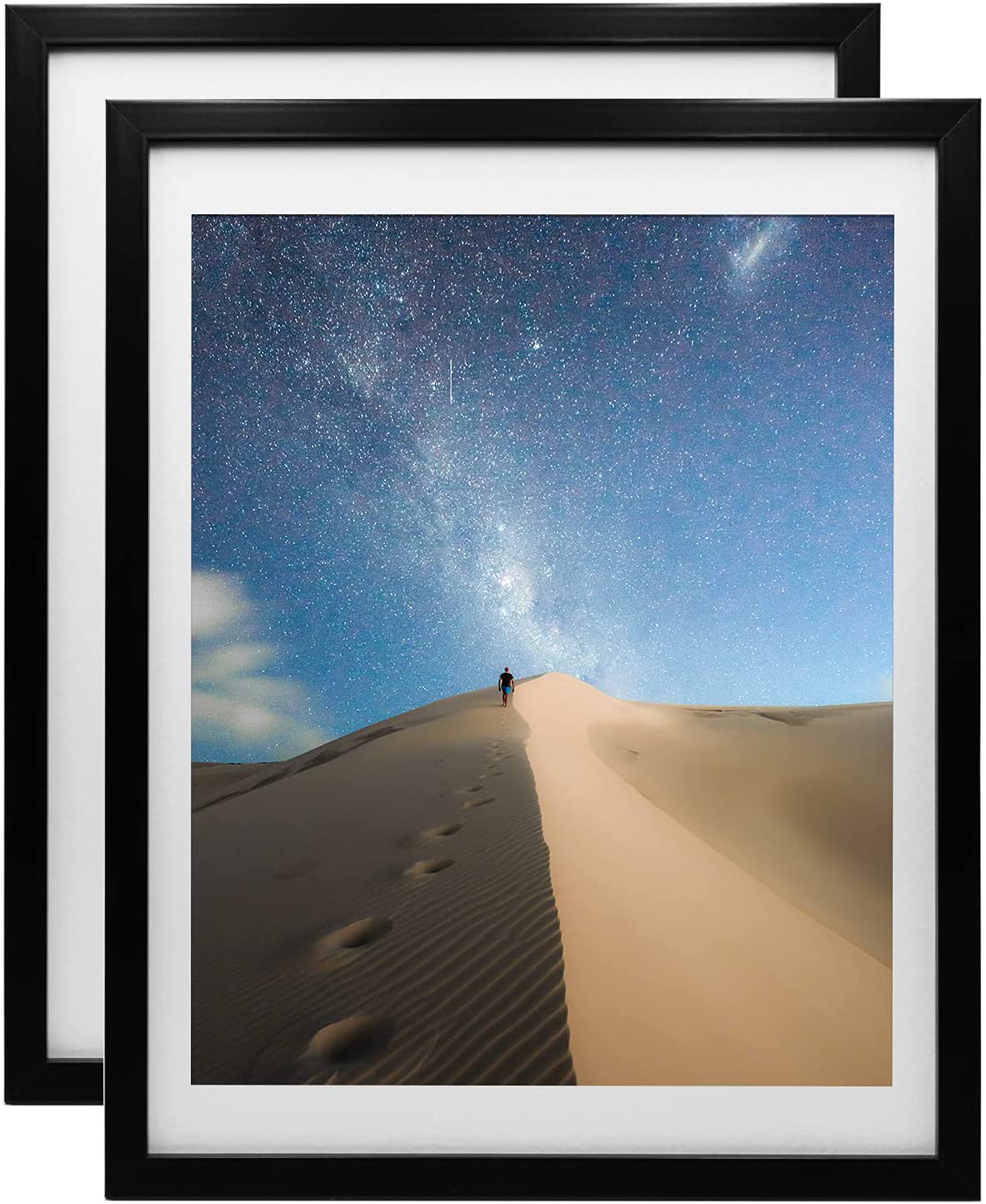 KINLINK 12x16 Picture Frames White, Photo Frames with Polished Glass for Picture 11x14 with Mat or 12x16 without Mat, Composite Wood Picture Frames for Table Top and Wall Mounting, 2 Pack