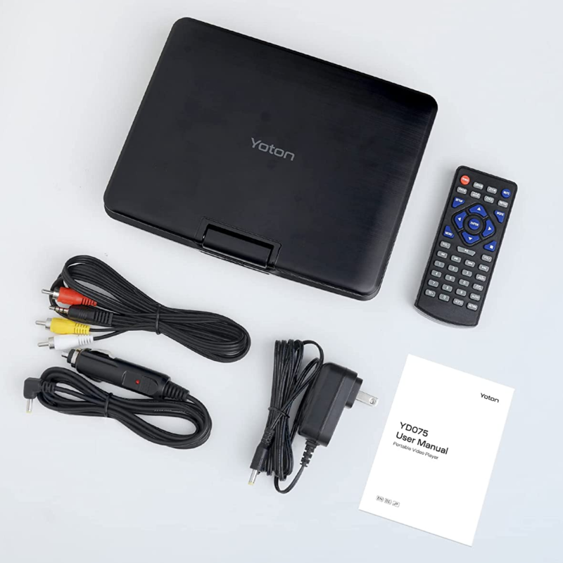 9.5" Portable DVD Player with 7.5" Swivel Screen, 4-6 Hours Built-in Battery, Support SD Card/USB/Multiple Disc Formats