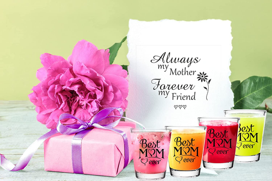 Set of 6 Best Mom Shot Glasses Gift Set 2oz Each
