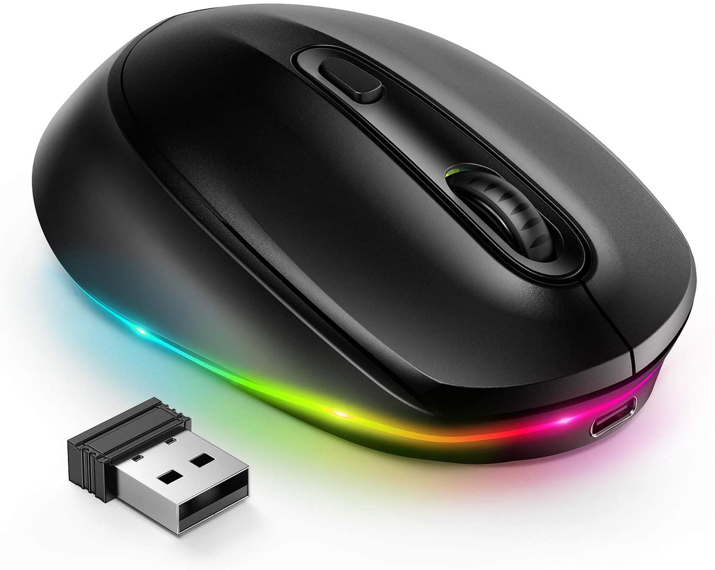 seenda Wireless Mouse, Ultra Silent LED Cordless Mouse with USB Receiver and 3 Adjustable DPI for Kids Laptop Computer Chromebook(Purple)