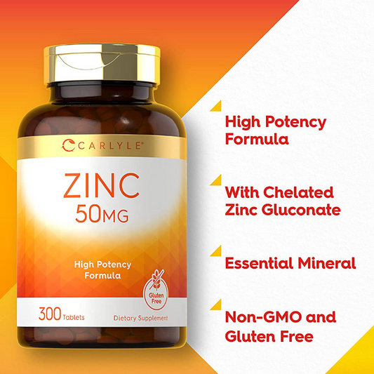 High Potency Zinc Supplement 50mg each - 300 Tablets