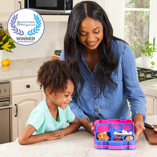 Bentgo Kids Brights – Leak-Proof, 5-Compartment Bento-Style Kids Lunch Box – Ideal Portion Sizes for Ages 3 to 7 – BPA-Free, Dishwasher Safe, Food-Safe Materials (Fuchsia)