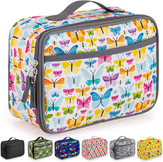 Zulay Insulated Lunch Bag - Thermal Kids Lunch Bag With Spacious Compartment & Built-In Handle - Portable Back To School Lunch Bag For Kids, Boys, & Girls To Keep Food Fresh (Black)