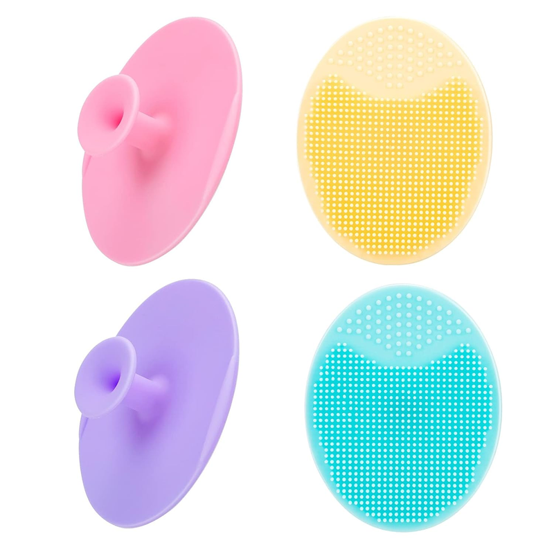 4 Pack Skin Exfoliator Scrubber Set - Soft Silicone