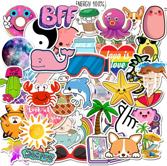 Vanson Stickers for Hydro Flask, 100 pcs Pack Cute Aesthetic Vinyl Stickers for Hydroflask Water Bottles Laptop Computer Skateboard, Waterproof Decal Stickers for Kids Women Adults, Teen Girl Gifts