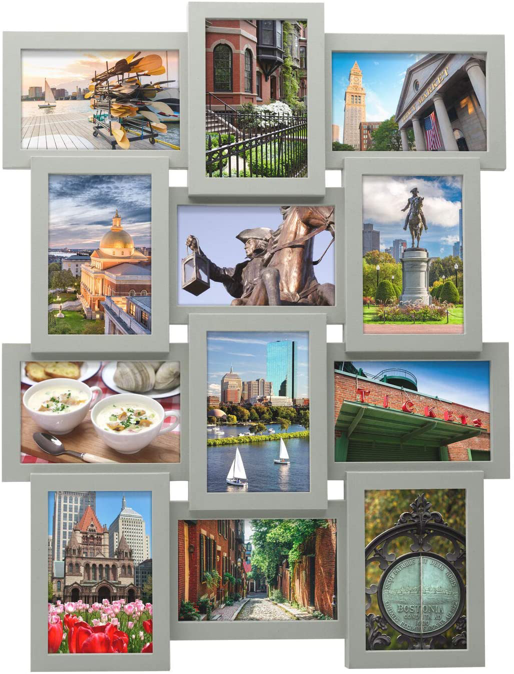 Melannco 18 x 18 Inch 9 Opening Photo Collage Frame, Displays Four 4x6 and Five 6x4 Inch Photos, Black