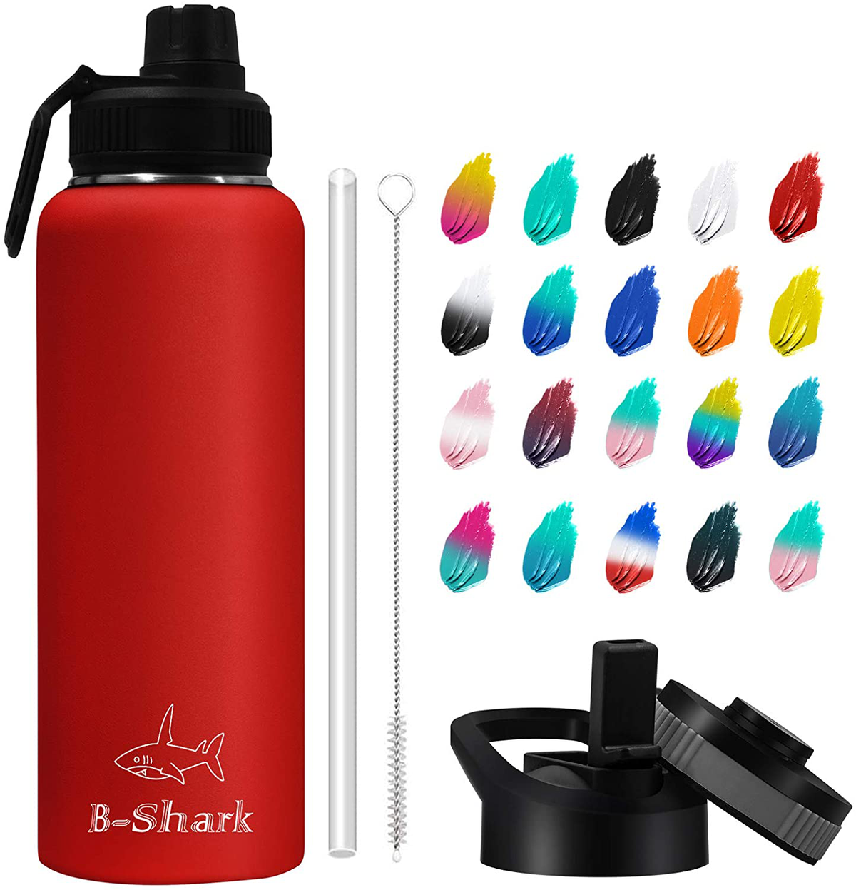 Water Bottle - 24/32/40 oz Water Bottle with Straw, Double Wall Vacuum Stainless Steel Water Bottle with 3 Option Lid Keeps Hot or Cold, Leak Proof Sports Water Bottle for Camping Travel, Office and Outdoor