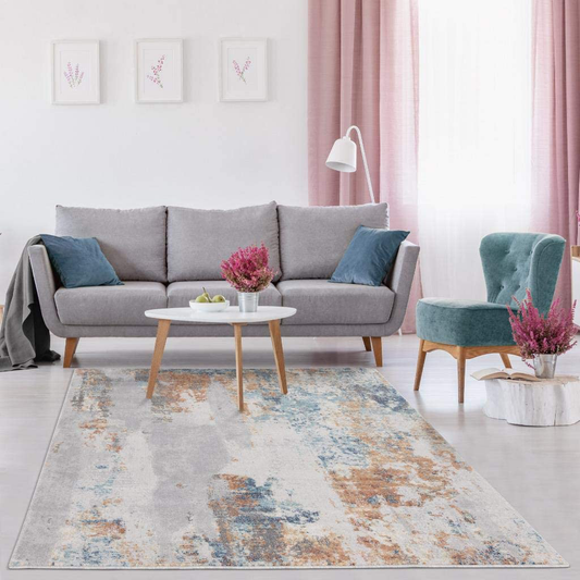 Luxe Weavers Rugs – Euston Modern Area Rugs with Abstract Patterns 7681 – Medium Pile Area Rug, Dark Blue, Light Blue / 4 x 5