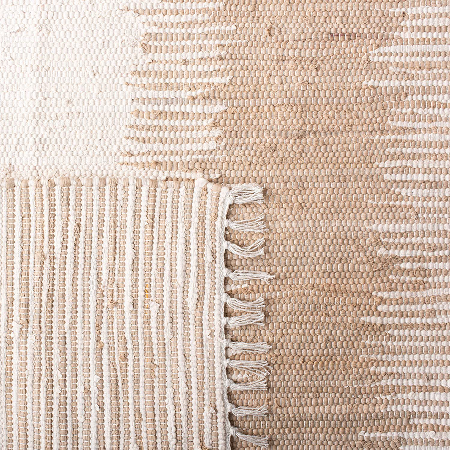 Safavieh Montauk Collection MTK752A Handmade Fringe Cotton Area Rug, 3' x 5', Beige