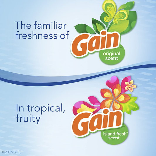 Febreze Car Air Freshener Vent Clips, 2 Gain Original and 2 Gain Island Fresh Scents, Odor Eliminator, 4 Count
