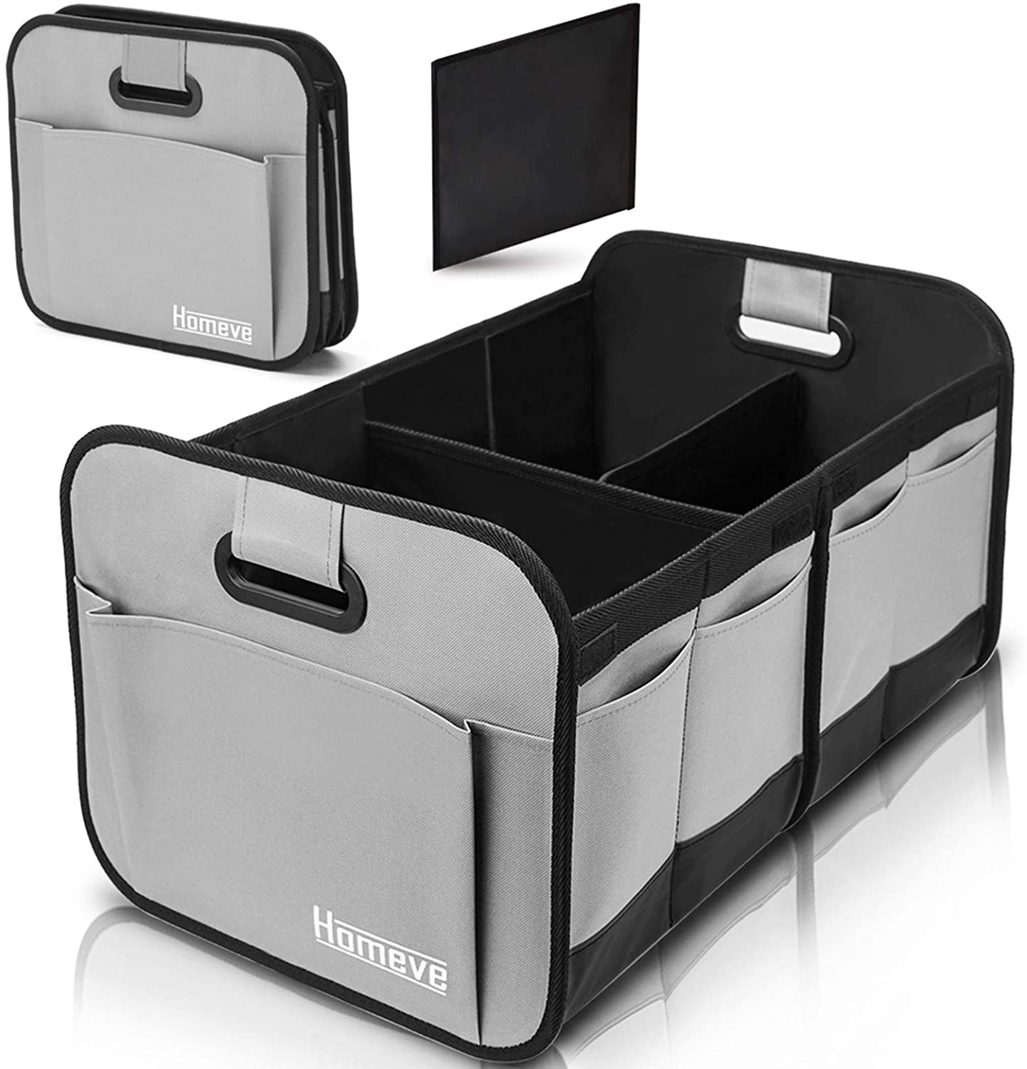 Foldable Trunk Storage Organizer, Reinforced Handles, Suitable for Any Car, SUV, Mini-Van Model Size, Black