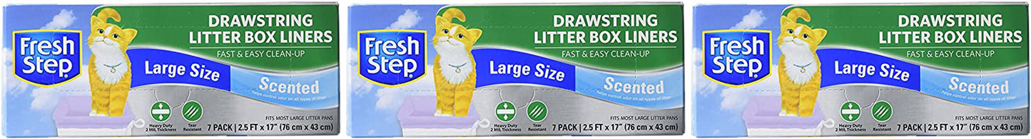 7 Count Fresh Step Drawstring Scented or Unscented Cat Litter Box Liners