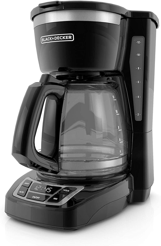 Black+Decker CM1160W-1 CM1160W 12-Cup Programmable Coffeemaker, White/Stainless Steel