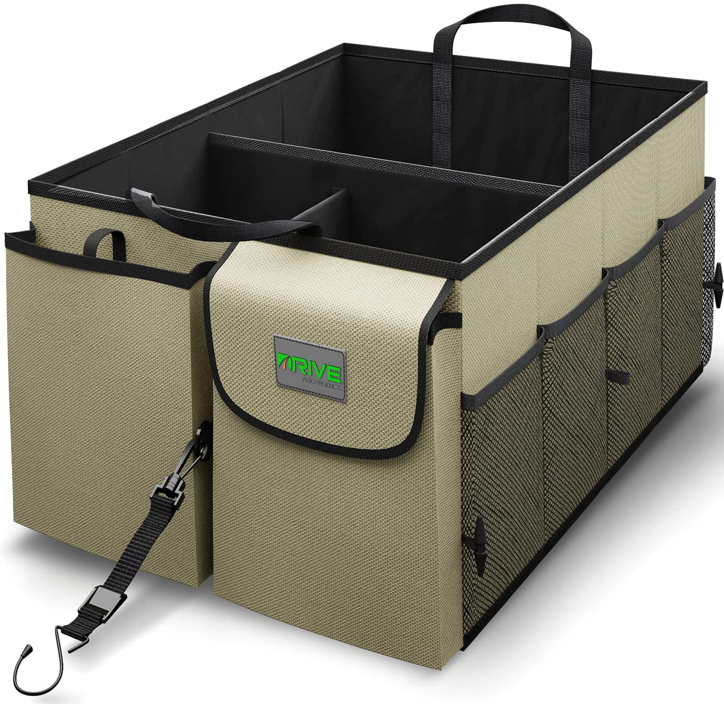 Drive Auto Trunk Organizers and Storage - Collapsible Multi-Compartment Car Organizer w/ Adjustable Straps