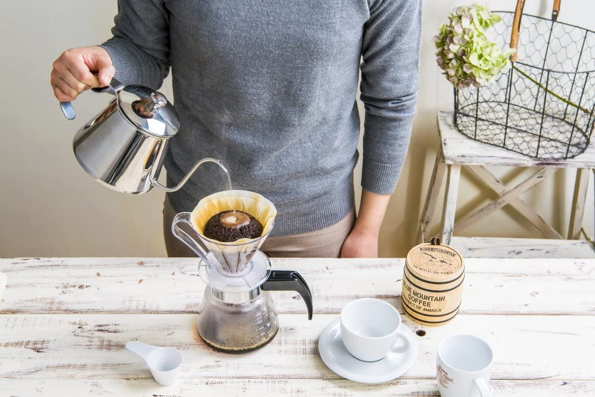 Pour Over Coffee Dripper By Sanyo Sangyo: 1-to-4 Cup FLOWER-SHAPED Brewer | Clever Drip Coffee Maker And Server | For Fresh Ground Coffee | Elegant Smart Design For Better Brewing