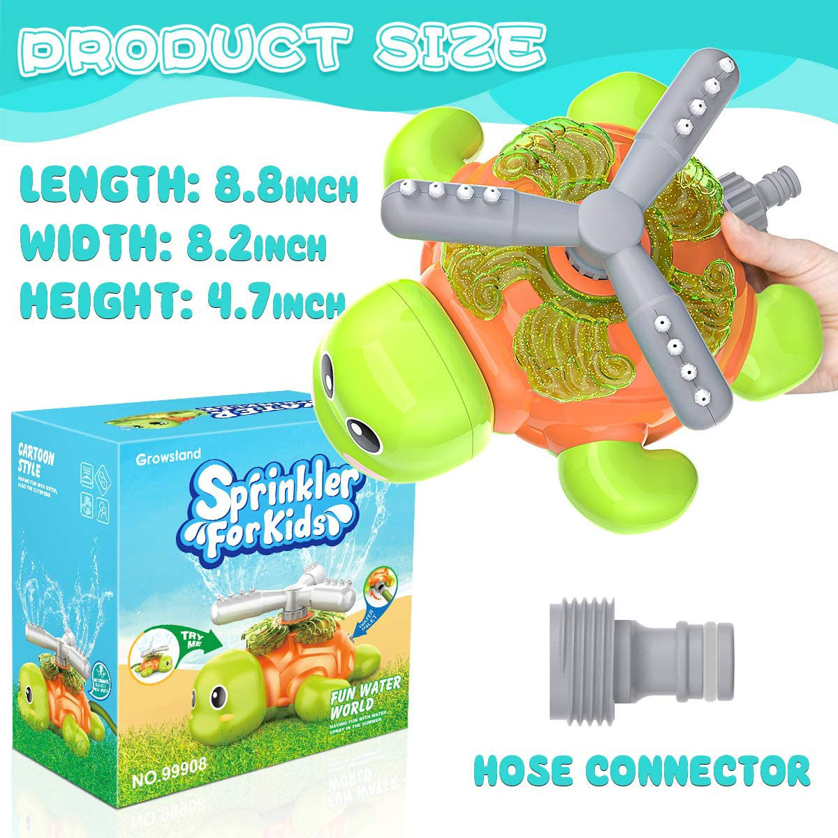 Growlsand Water Sprinkler for Kids - Spray Sprinkler Toys for Toddler Boys Girls Summer Outdoor Spinning Water Sprinkler Toy Age 3 4 5 6 7 8 9 + Year Old Great for Backyard Pool Lawn Beach Play