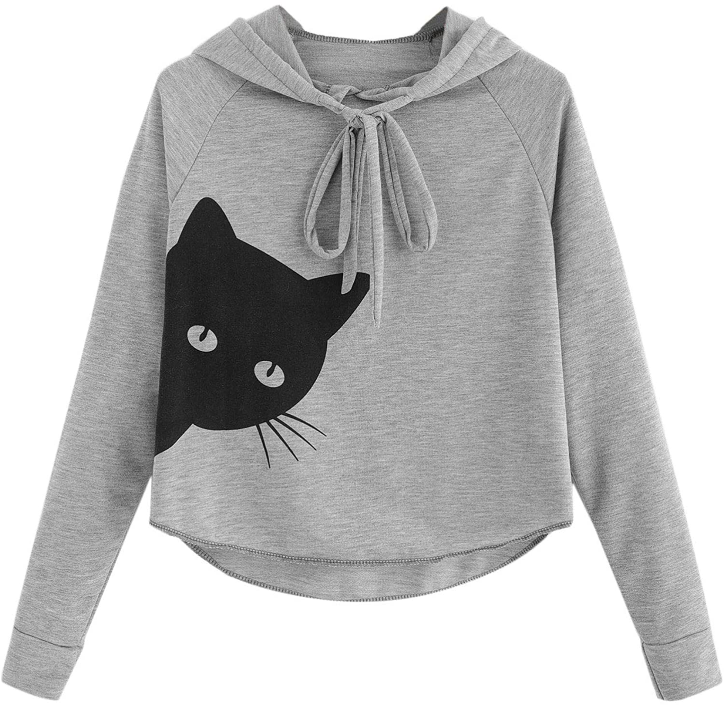 SweatyRocks Women's Long Sleeve Cat Printed Pullover Lightweight Hoodie Shirt
