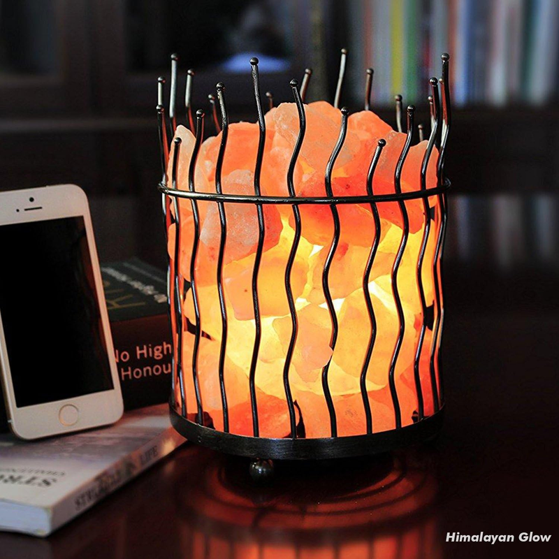 Himalayan Salt Basket Lamp - Amber Glow