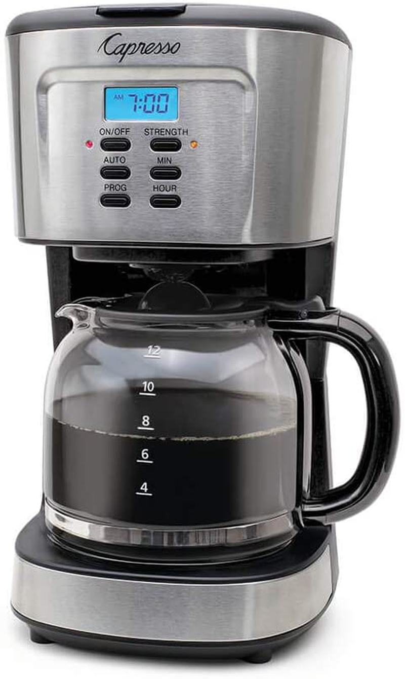 Capresso 12-Cup Coffee Maker with Glass Carafe, Stainless and Black 416.05
