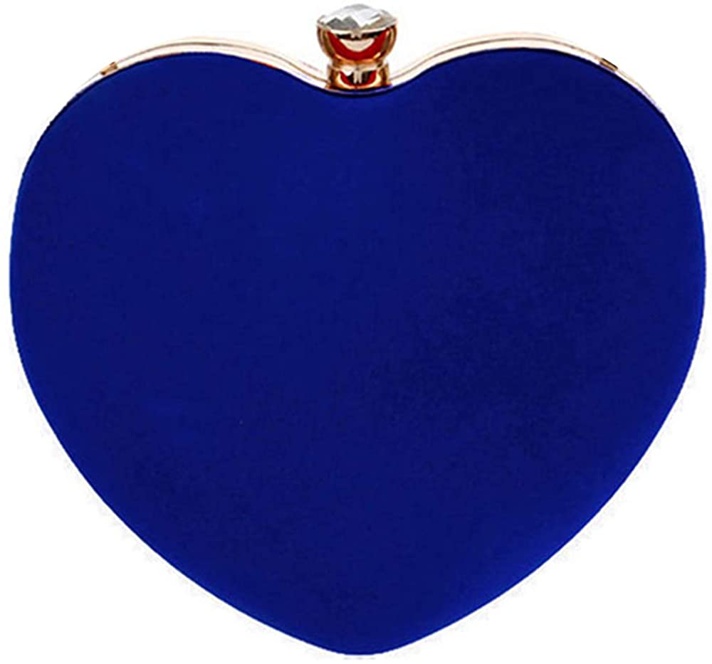 Mini Handbag Heart Shape Clutch Purse Velvet Shoulder Bag Evening Tote Chain Purse