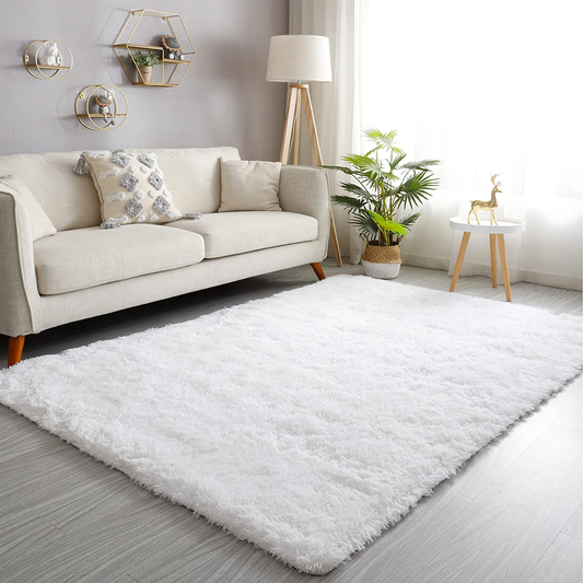 GKLUCKIN Shag Ultra Soft Area Rug, Fluffy 6'X9' Black Rugs Fuzzy Indoor Large Faux Fur Rugs Non-Skid Furry Carpets for Living Room Bedroom Nursery Kids Playroom Decor