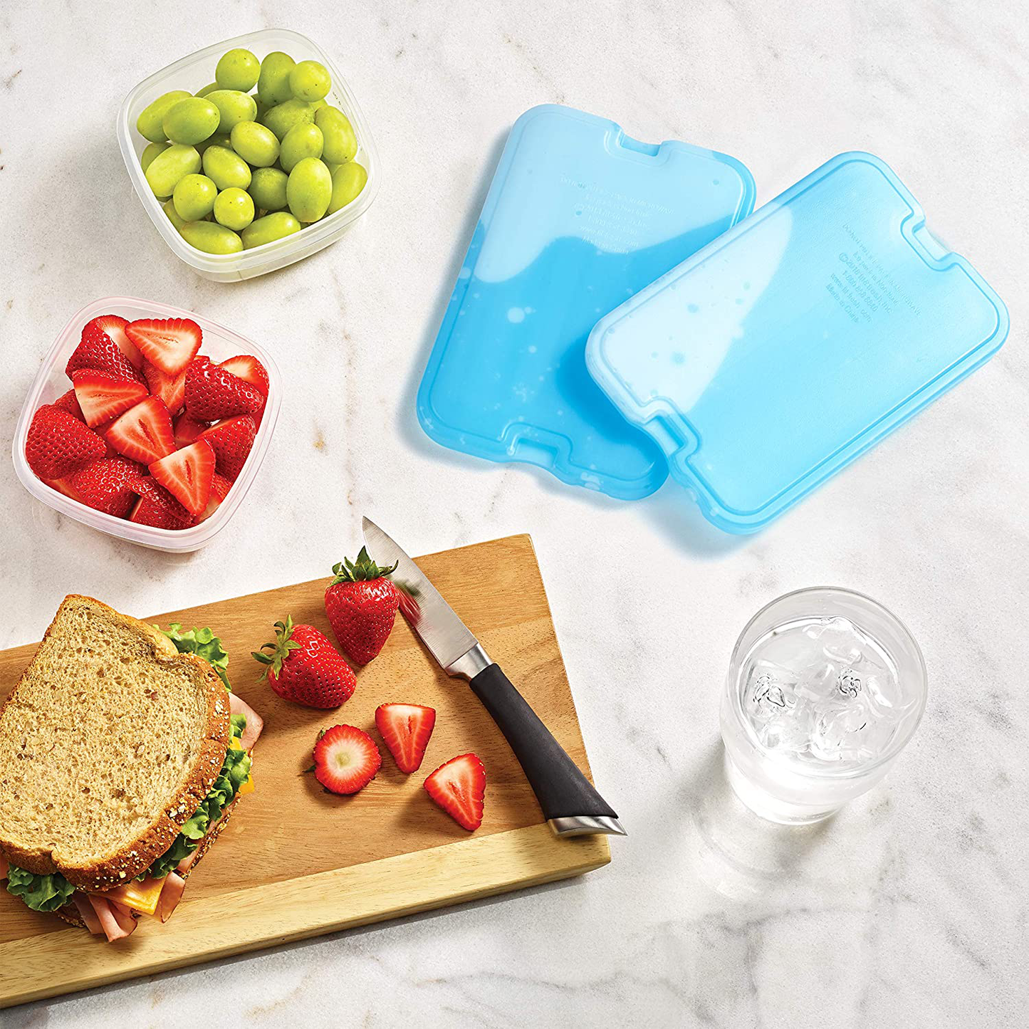 Fit & Fresh XL Cool Coolers Freezer Slim Ice Pack for Lunch Box, Set of 4, Large, Blue